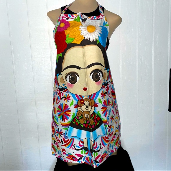 Frida Khalo Kitchen Apron Fridita Mandil Playful handmade Adult Pocket garments* - Picture 11 of 11